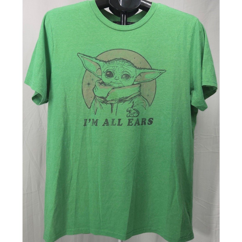 Star Wars The Mandalorian Grogu Im All Ears Green Graphic Tee Shirt Mens Large
